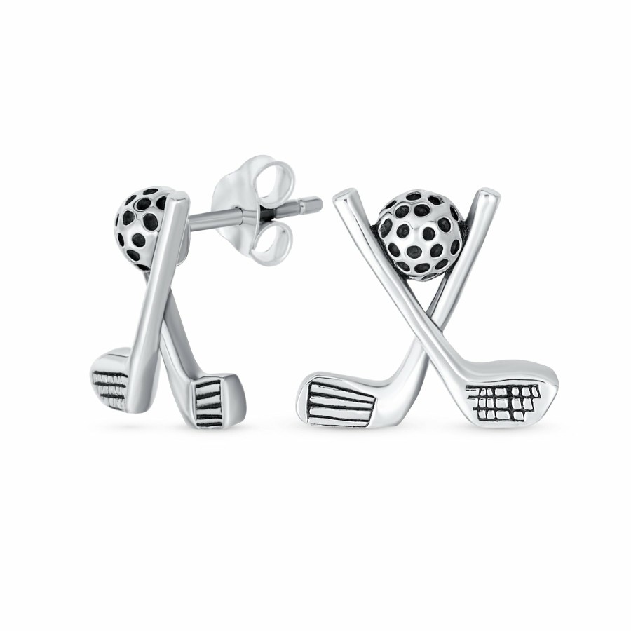 Shop Women Bling Jewelry Dangle Drop Earrings | Sports Golf Balls Clubs Dangle Stud Earrings .925 Sterling