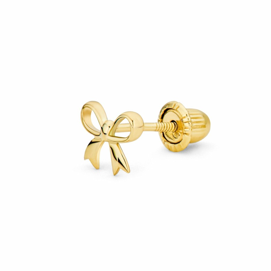 Shop Women Bling Jewelry Stud Earrings | Tiny Birthday Ribbon14K Gold Bow Stud Cartilage Ear Lobe Earring