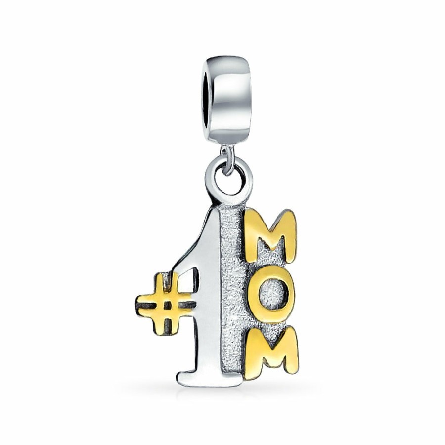 Shop Women Bling Jewelry Lockets | 2 Tone Words #1 Mom Dangle My Wife Heart Locket Charm Bead .925