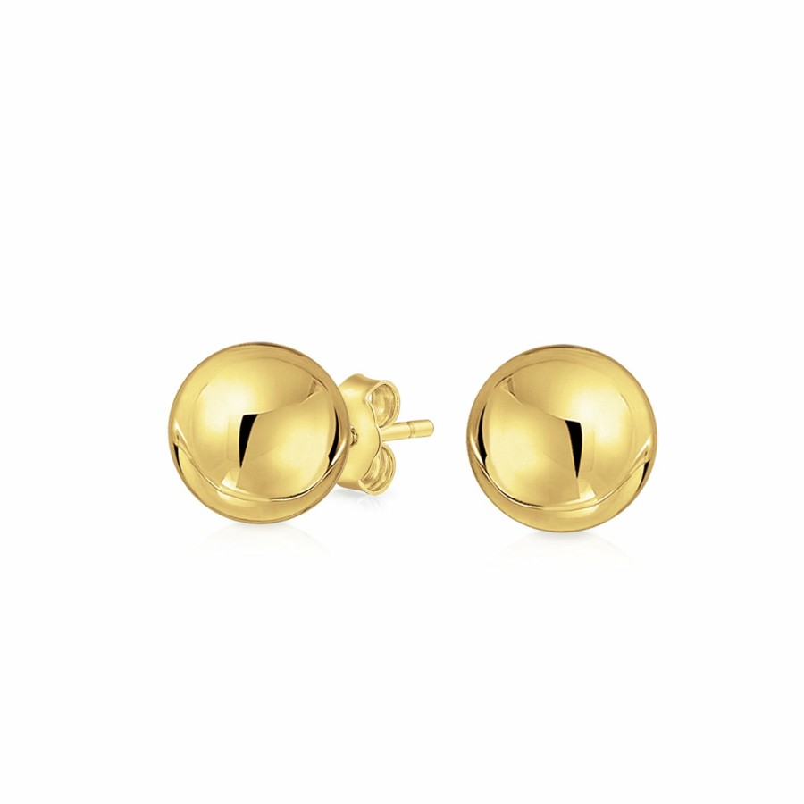 Shop Women Bling Jewelry Stud Earrings | Unisex Simple Round Real Yellow 14K Gold Bead Ball Stud Earrings 6-9Mm