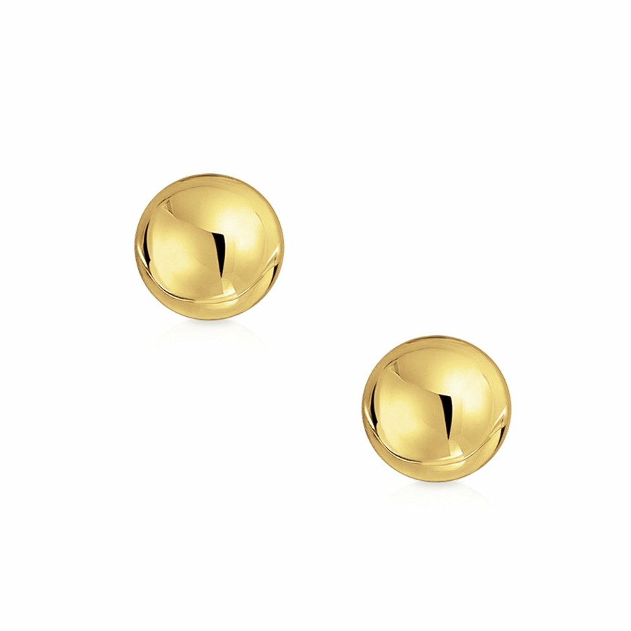 Shop Women Bling Jewelry Stud Earrings | Unisex Simple Round Real Yellow 14K Gold Bead Ball Stud Earrings 6-9Mm