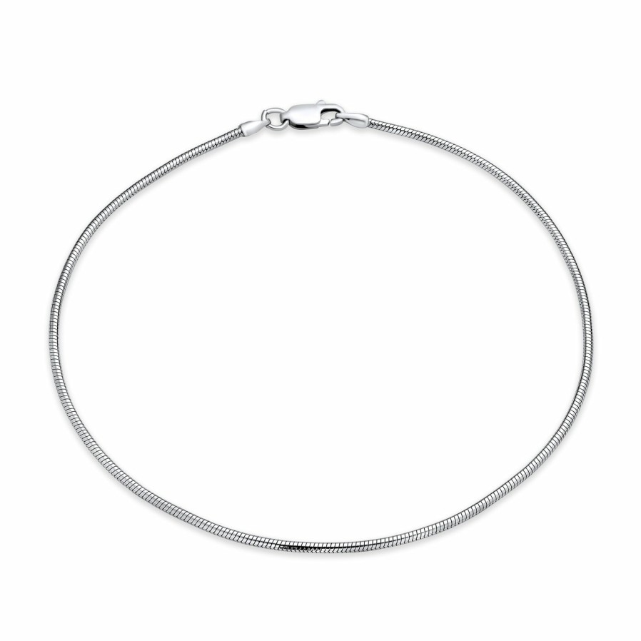 Shop Women Bling Jewelry Delicate Bracelets | Plain Snake Chain Anklet Ankle Bracelet .925 Sterling Silver 9 Inch