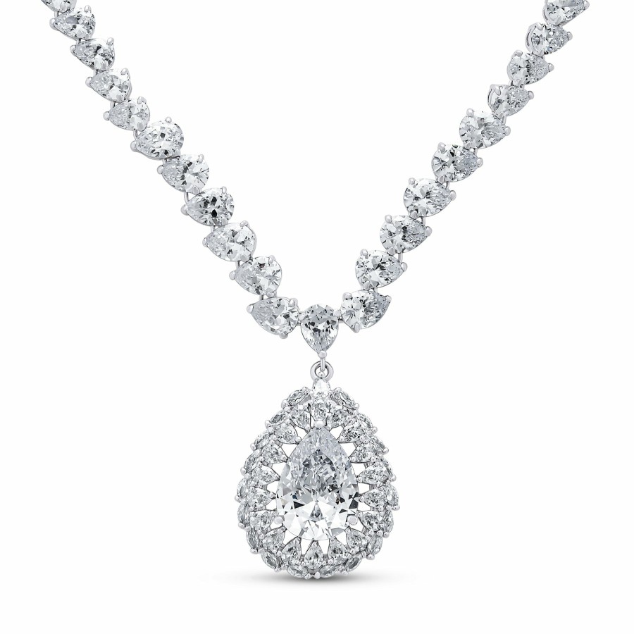 Shop Women Bling Jewelry Jewelry Sets | Bridal Vintage Art Deco Cz Statement Teardrop Necklace & Earrings Jewelry Set