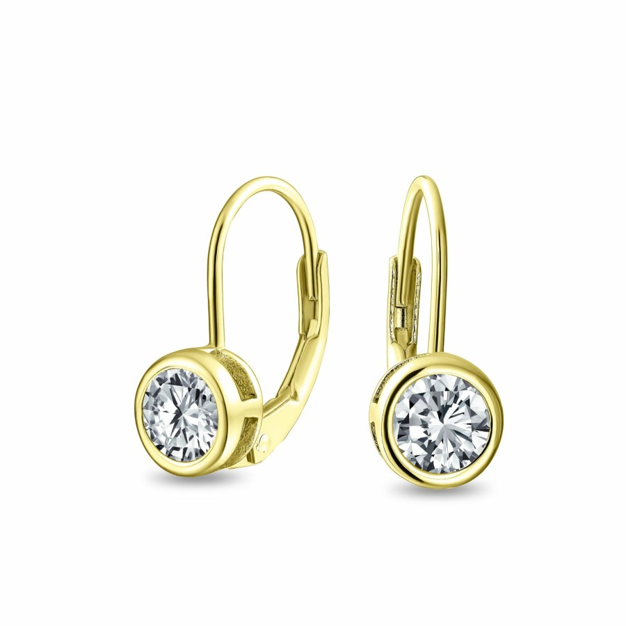 Shop Women Bling Jewelry Dangle Drop Earrings | .50Ct Solitaire Bezel Brilliant Cut Cz Drop Earrings Sterling Silver