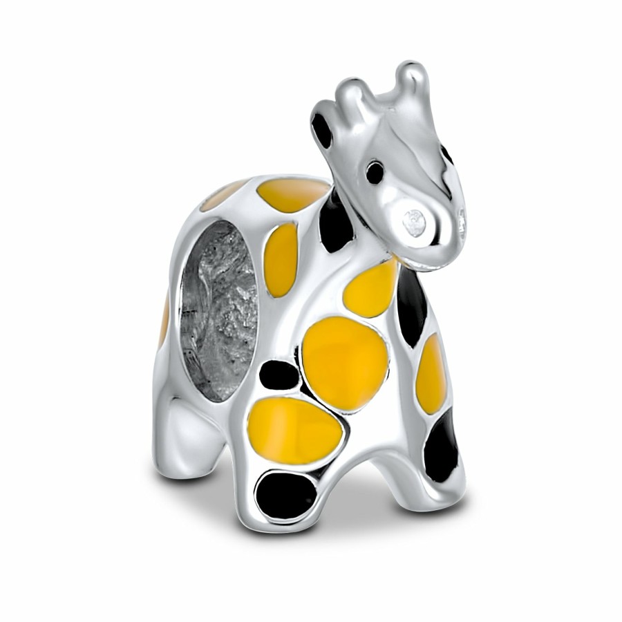 Shop Women Bling Jewelry Animal Beads | Orange Black Giraffe Jungle Charm Bead .925 Sterling Silver European