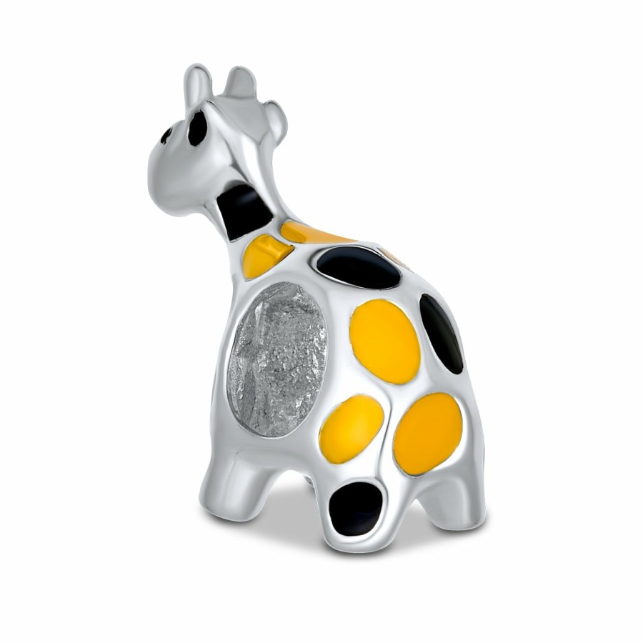 Shop Women Bling Jewelry Animal Beads | Orange Black Giraffe Jungle Charm Bead .925 Sterling Silver European