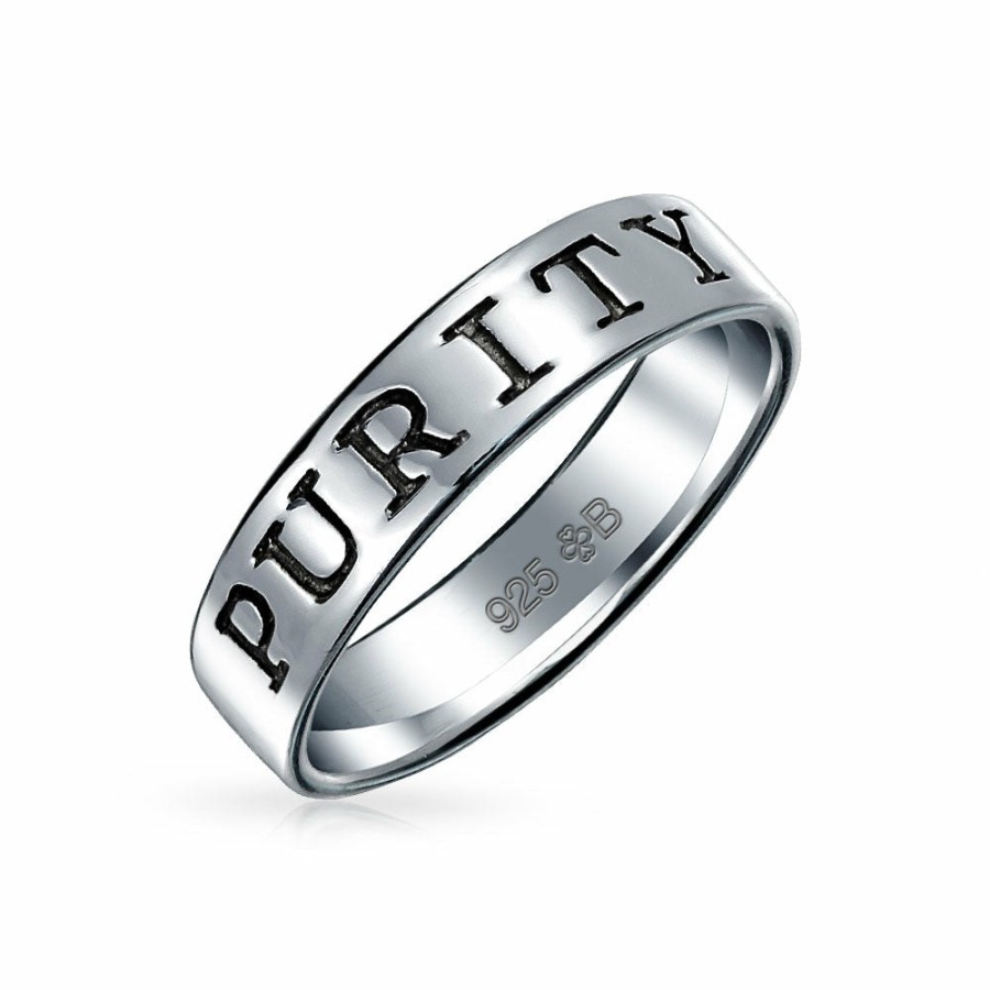 Shop Women Bling Jewelry | Commitment Words Love, Stay Strong, Purity Ring Band .925