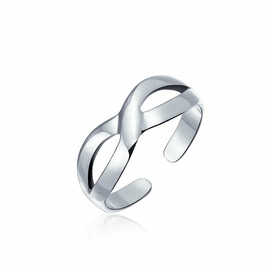 Shop Women Bling Jewelry Engravable Rings | Open Infinity Heart Shape Interlocking Midi Toe Ring Sterling