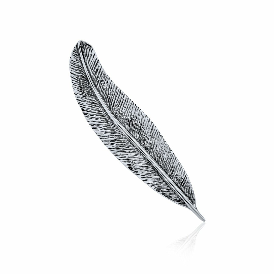 Shop Women Bling Jewelry Pins & Brooches | Western Jewelry Feather Leaf Pin Brooch Oxidized .925Sterling Silver