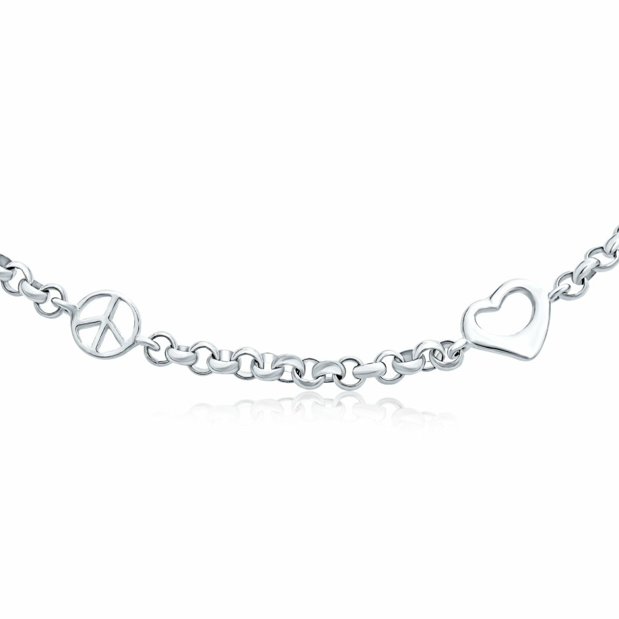 Shop Women Bling Jewelry Delicate Bracelets | Peace Love Interlocking Hearts Anklet Ankle Bracelet Sterling Silver