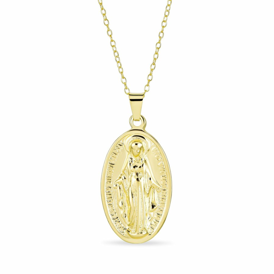 Shop Women Bling Jewelry Engravable Necklaces | Jewelry Set Virgin Mary Lady Of Guadalupe Necklace Bracelet Earrings Gold Plated