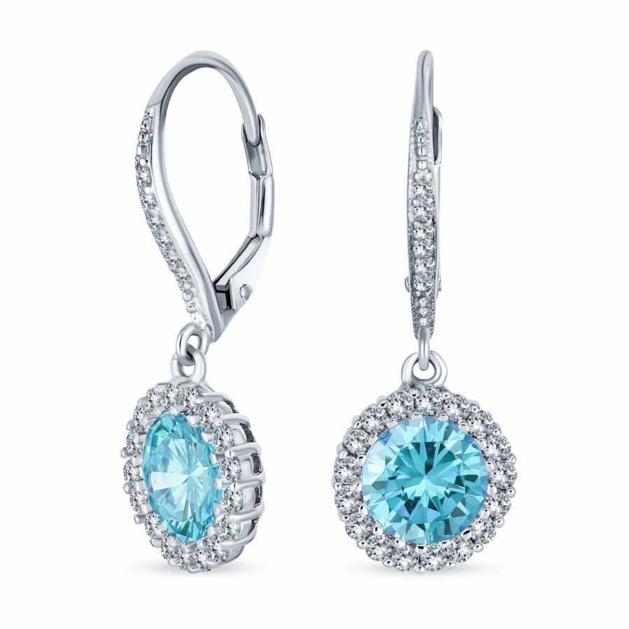 Shop Women Bling Jewelry Dangle Drop Earrings | 3.5Ct Solitaire Halo Cz Dangle Earring Sterling Silver More Colors