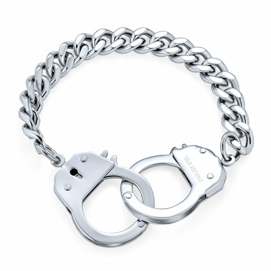 Shop Women Bling Jewelry Unique Bracelets | Mens Biker Jewelry Handcuff Bracelet Ip Stainless Steel 8,8.5