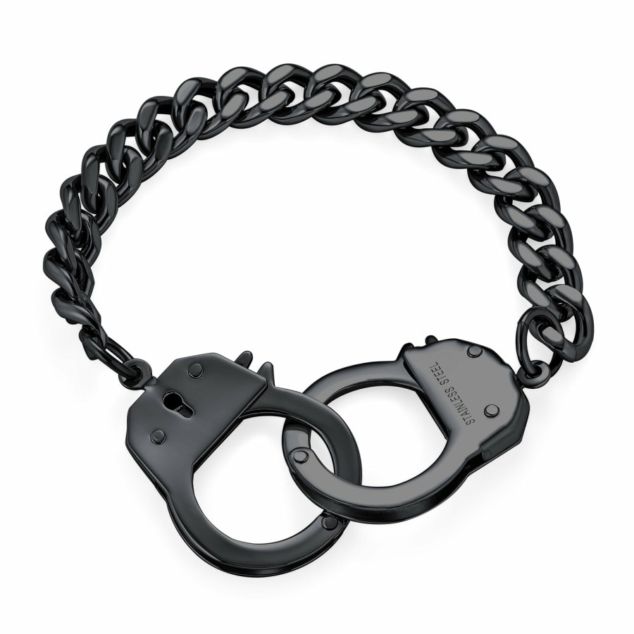 Shop Women Bling Jewelry Unique Bracelets | Mens Biker Jewelry Handcuff Bracelet Ip Stainless Steel 8,8.5