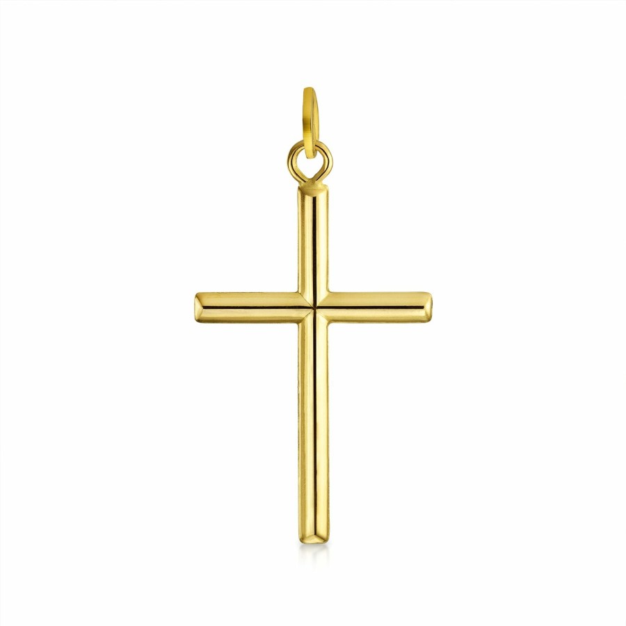 Shop Women Bling Jewelry Pendant Necklaces | Real 14K Yellow Gold Celtic Religious Cross Rosary Pendant