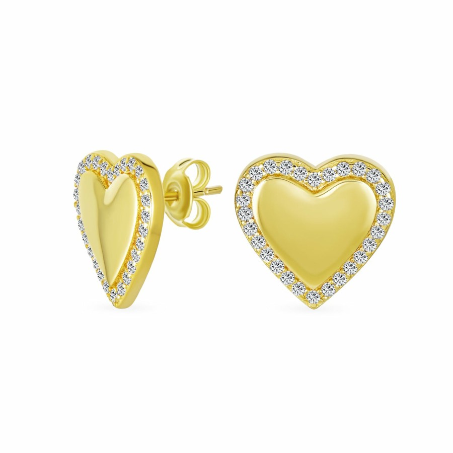 Shop Women Bling Jewelry Abc Initial | Letter A-Z Alphabet Initials Pave Cz Halo Heart Shaped Stud Earrings