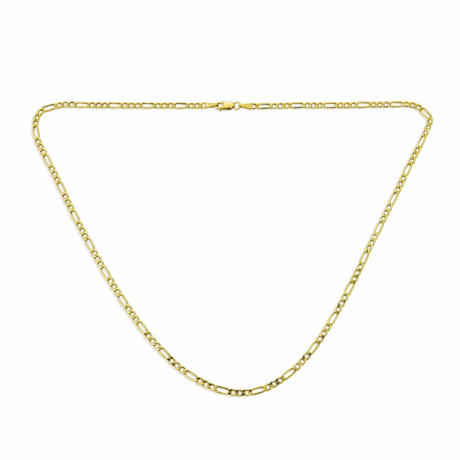 Shop Men Bling Jewelry Mens Necklace Chains | Unisex Thin 2Mm Solid Yellow 10K Gold Figaro Chain Necklace 16-24"