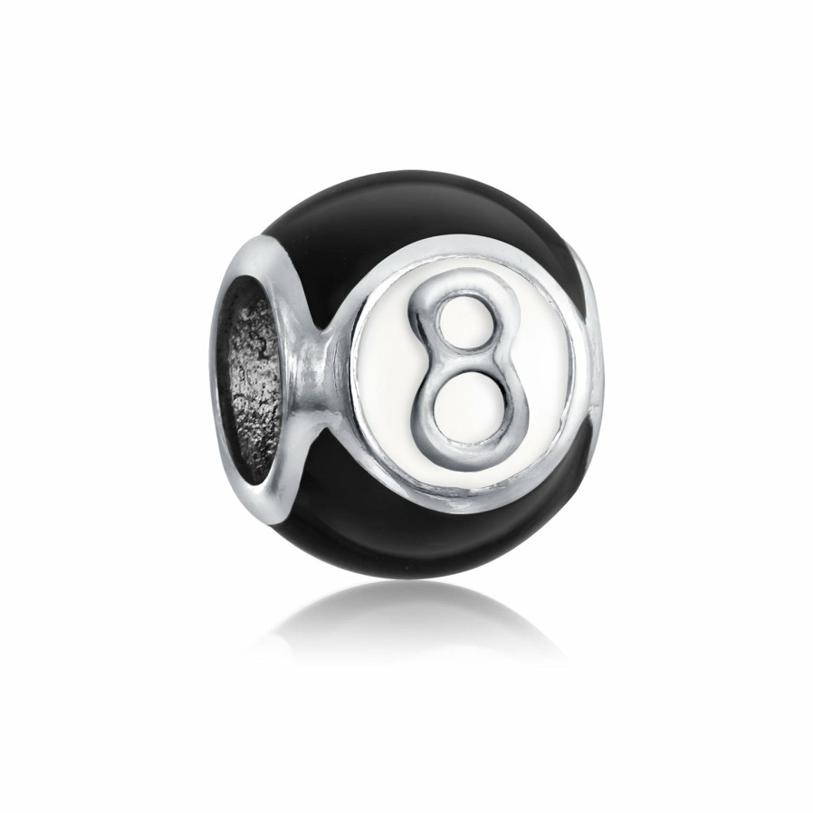 Shop Women Bling Jewelry Unique Charms | Pool Player Magic Number 8 Ball Billiards Charm Bead Sterling Silver