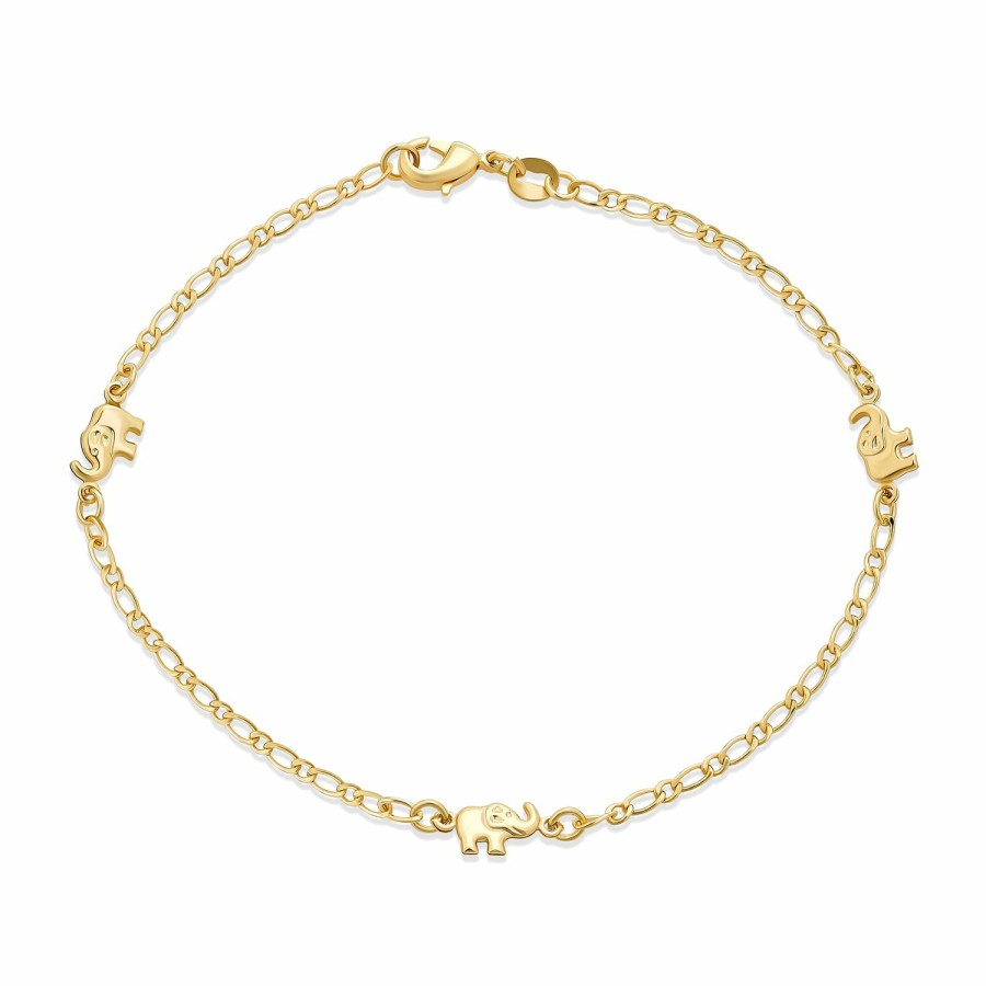 Shop Women Bling Jewelry Delicate Bracelets | Danity Three Lucky Elephant Charm Anklet Ankle Bracelet Gold Plated