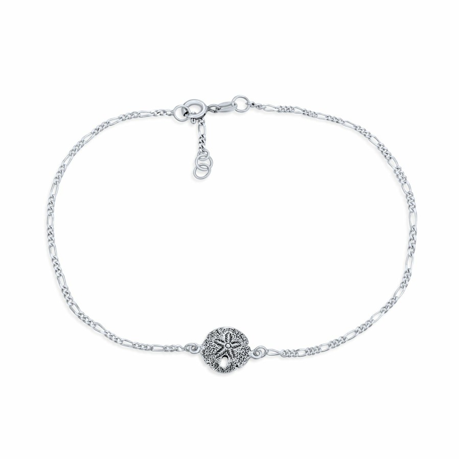 Shop Women Bling Jewelry Ankle Bracelets | Nautical Silver Dollar Beach Charm Anklet Ankle Bracelet .925 Silver