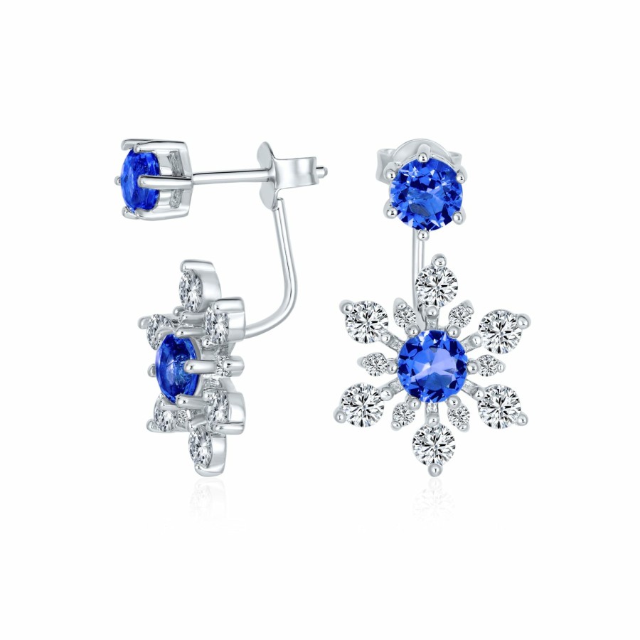 Shop Women Bling Jewelry Ear Cuffs, Cartilage Earrings | Winter Cz Ear Jackets Snowflake Stud Earring .925 Sterling Silver