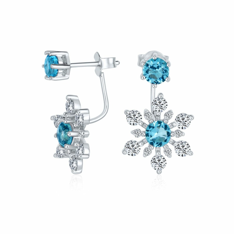 Shop Women Bling Jewelry Ear Cuffs, Cartilage Earrings | Winter Cz Ear Jackets Snowflake Stud Earring .925 Sterling Silver