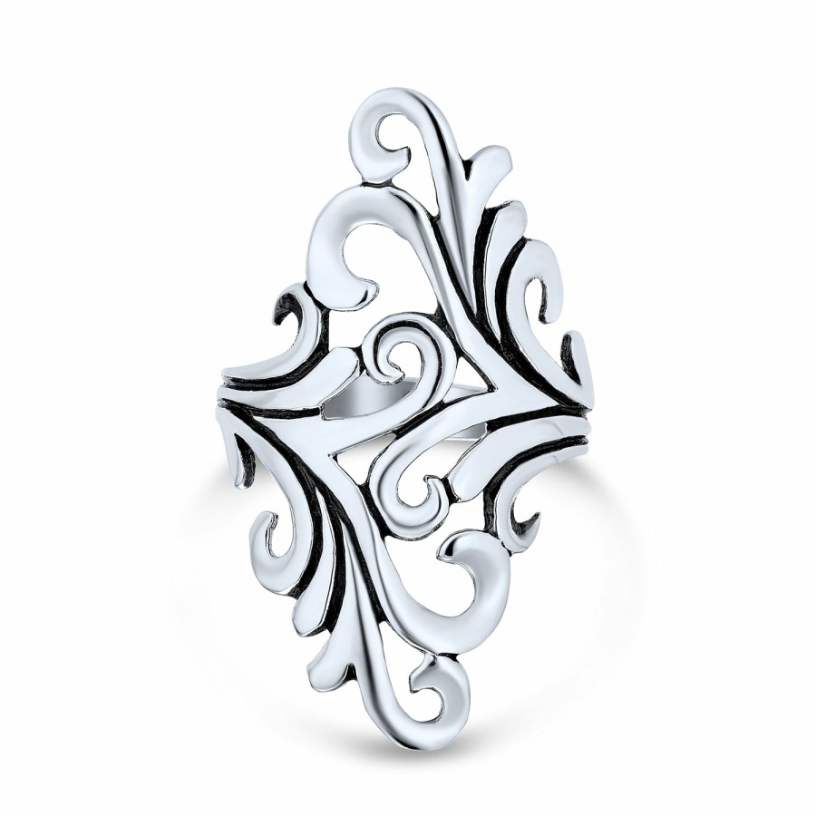 Shop Women Bling Jewelry Statement Cocktail Rings | Western Jewelry Full Finger Armor Swirl Leaf Vine Ring Sterling Silver