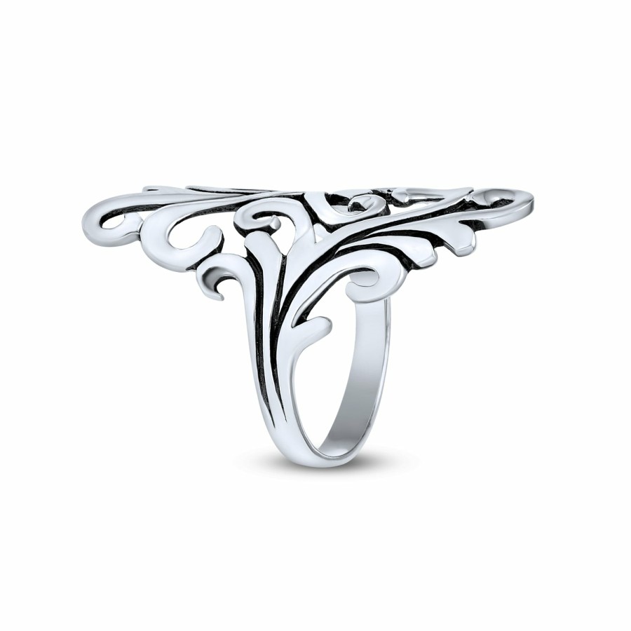 Shop Women Bling Jewelry Statement Cocktail Rings | Western Jewelry Full Finger Armor Swirl Leaf Vine Ring Sterling Silver