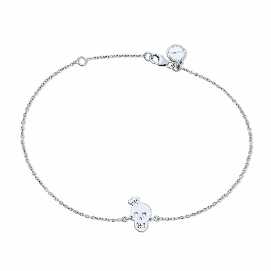 Shop Women Bling Jewelry Delicate Bracelets | Crossbones Skull Stud Earrings Anklet Gold .925 Sterling