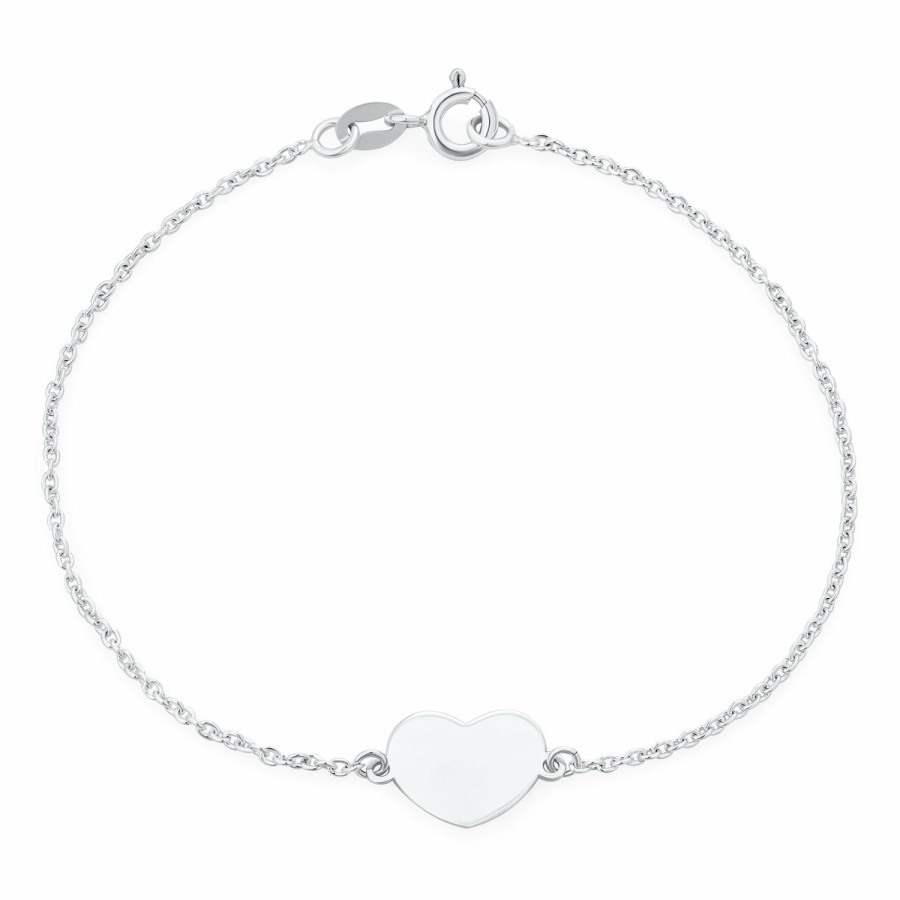 Shop Women Bling Jewelry Engravable Bracelets | Pet Lover Dog Puppy Bff Heart Paw Print Charm Bracelet Sterling Silver