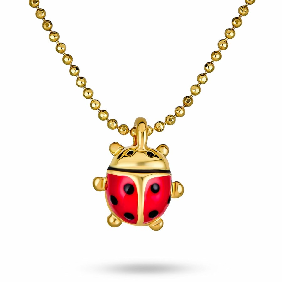 Shop Women Bling Jewelry | Red Ladybug Small Pendant Or Gold Tone Plated Necklace 16 Inch