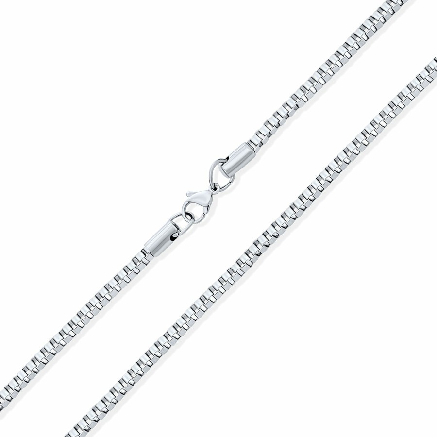 Shop Men Bling Jewelry Mens Necklace Chains | Men'S Heavy Paper Clip Venetian Box Link Chain Necklace .925 Silver 16-30 Inch