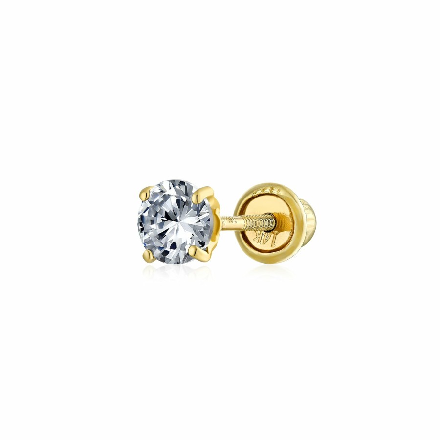 Shop Women Bling Jewelry Stud Earrings | .25Ct Round Cubic Zirconia Solitaire Cz Stud Earrings Real 14K Gold