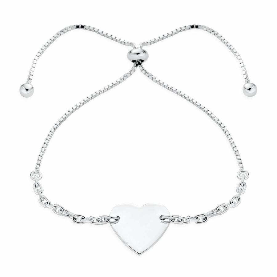 Shop Women Bling Jewelry Abc Initial | Identification Id Tag Initial A-Z Heart Bolo Bracelet Sterling