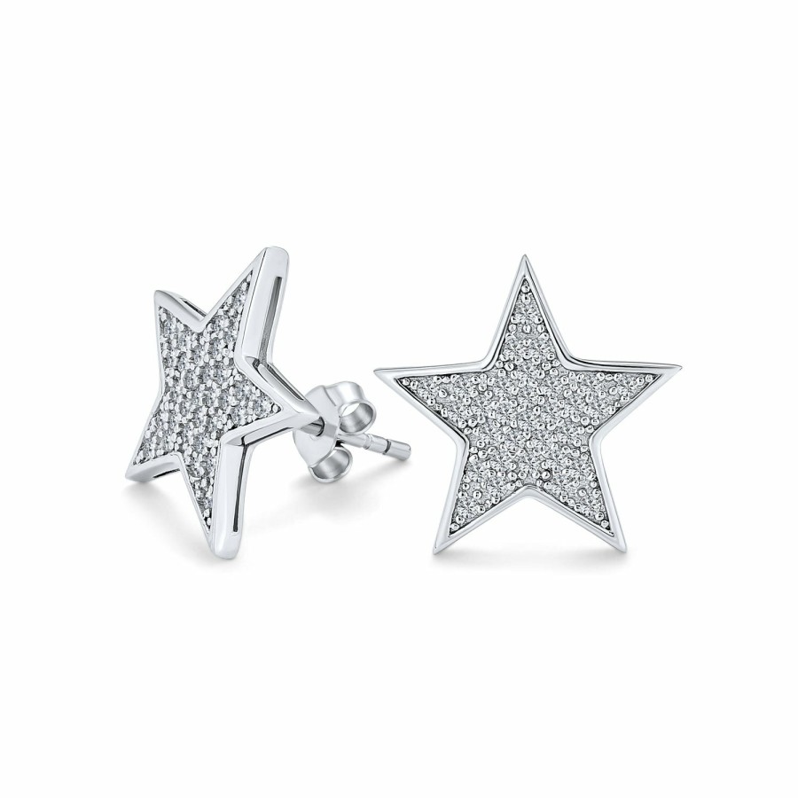 Shop Men Bling Jewelry Mens Earrings | Rock Star Patriotic Celestial Stud Earrings .925 Sterling