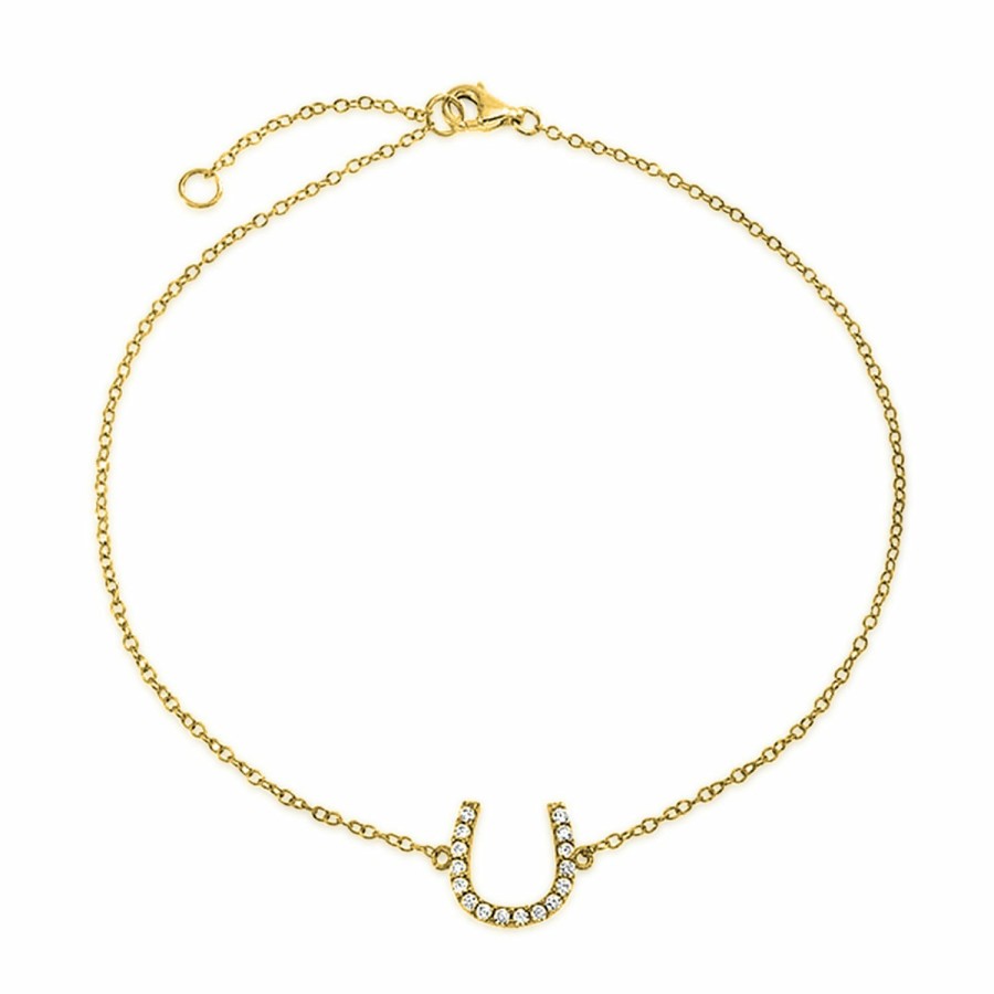 Shop Women Bling Jewelry Delicate Bracelets | Lucky Western Equestrian Delicate Cz Horseshoe Anklet