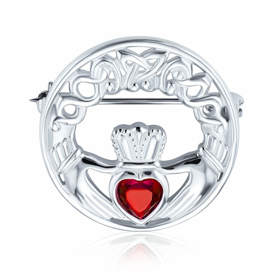 Shop Women Bling Jewelry Cuff Bangle Bracelets | Romantic Love Claddagh Brooch Pin Celtic Bangle Bracelet .925 Silver