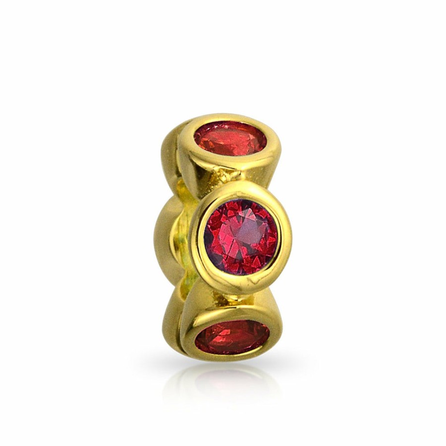 Shop Women Bling Jewelry Christmas Charms Beads | Cz Flower Thin Spacer Charm Bead Plated Gold.925