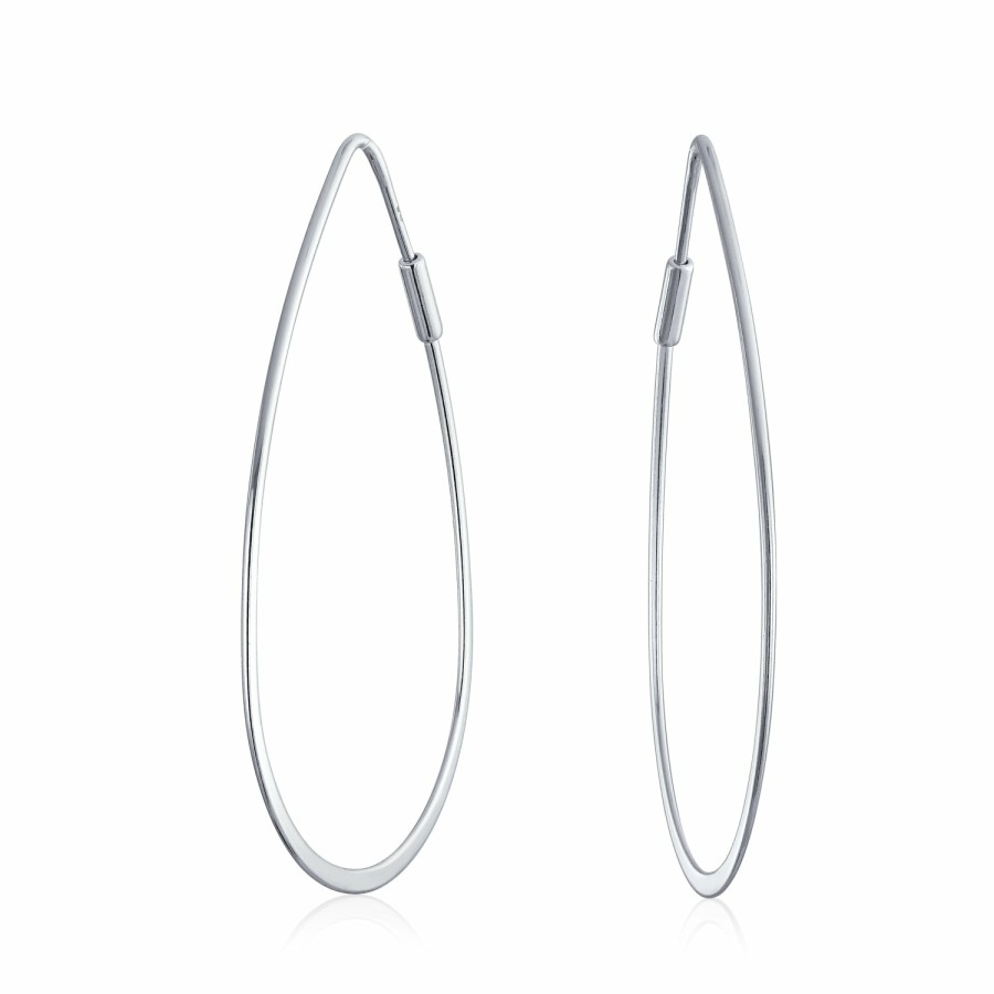 Shop Women Bling Jewelry Hoops Huggies Earrings | Teardrop Oval Big Hoop Earrings Endless Plated Sterling