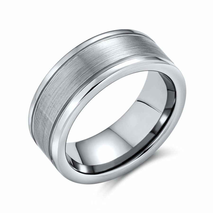 Shop Men Bling Jewelry Mens Rings | Matte Center Stripe Couple Wedding Band Titanium Rings Tone 8Mm