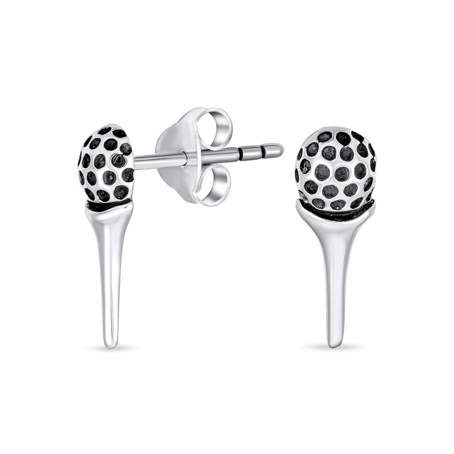 Shop Women Bling Jewelry Stud Earrings | Sports Golf Balls Clubs Dangle Stud Earrings .925 Sterling