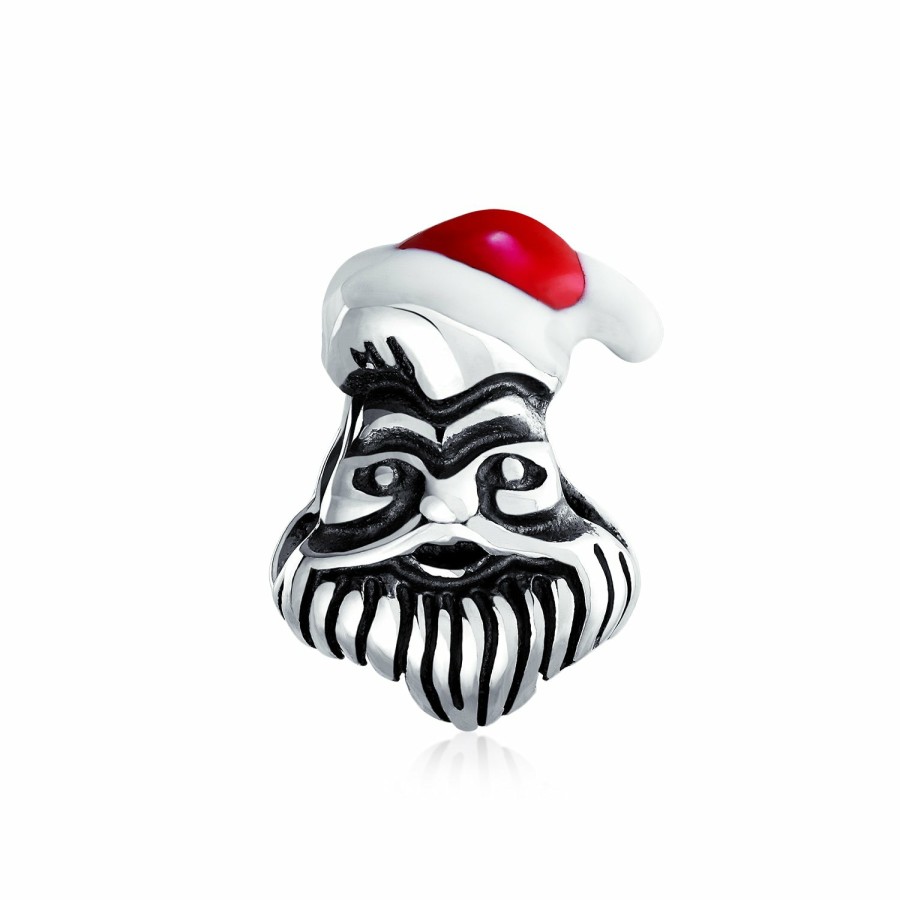 Shop Women Bling Jewelry | Christmas Red Santa Claus Dangle Charm Bead .925 Sterling Silver