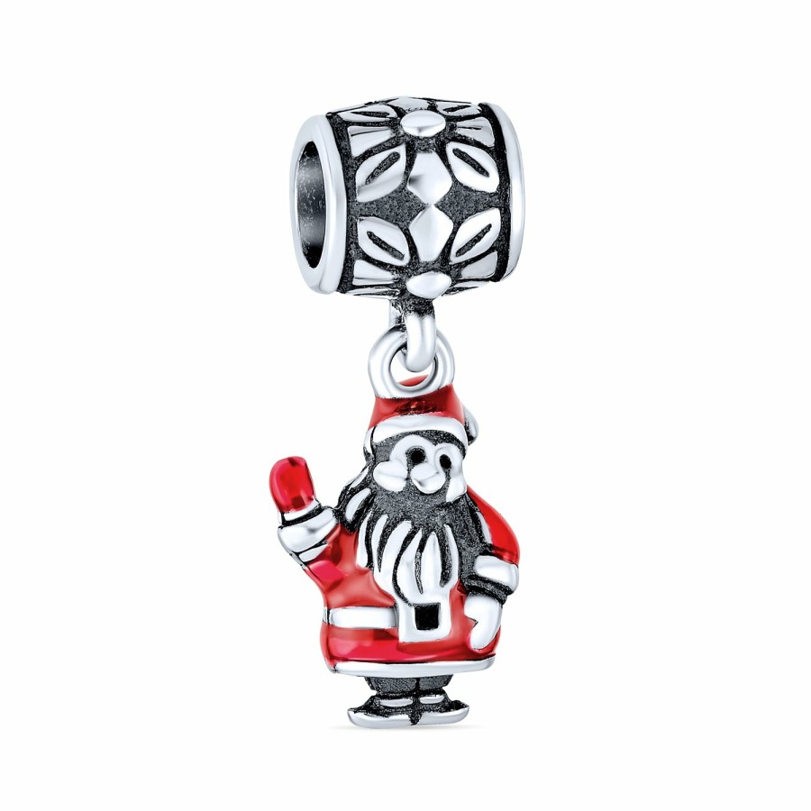 Shop Women Bling Jewelry | Christmas Red Santa Claus Dangle Charm Bead .925 Sterling Silver