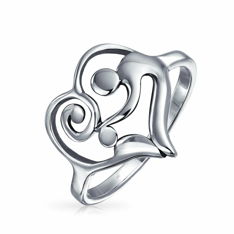 Shop Women Bling Jewelry Unique Rings | Swirling Heart Mother Loving Child Family Ring Gift For Mom Band 1Mm