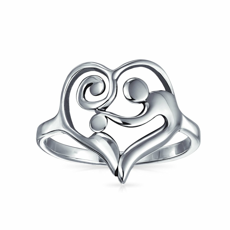 Shop Women Bling Jewelry Unique Rings | Swirling Heart Mother Loving Child Family Ring Gift For Mom Band 1Mm