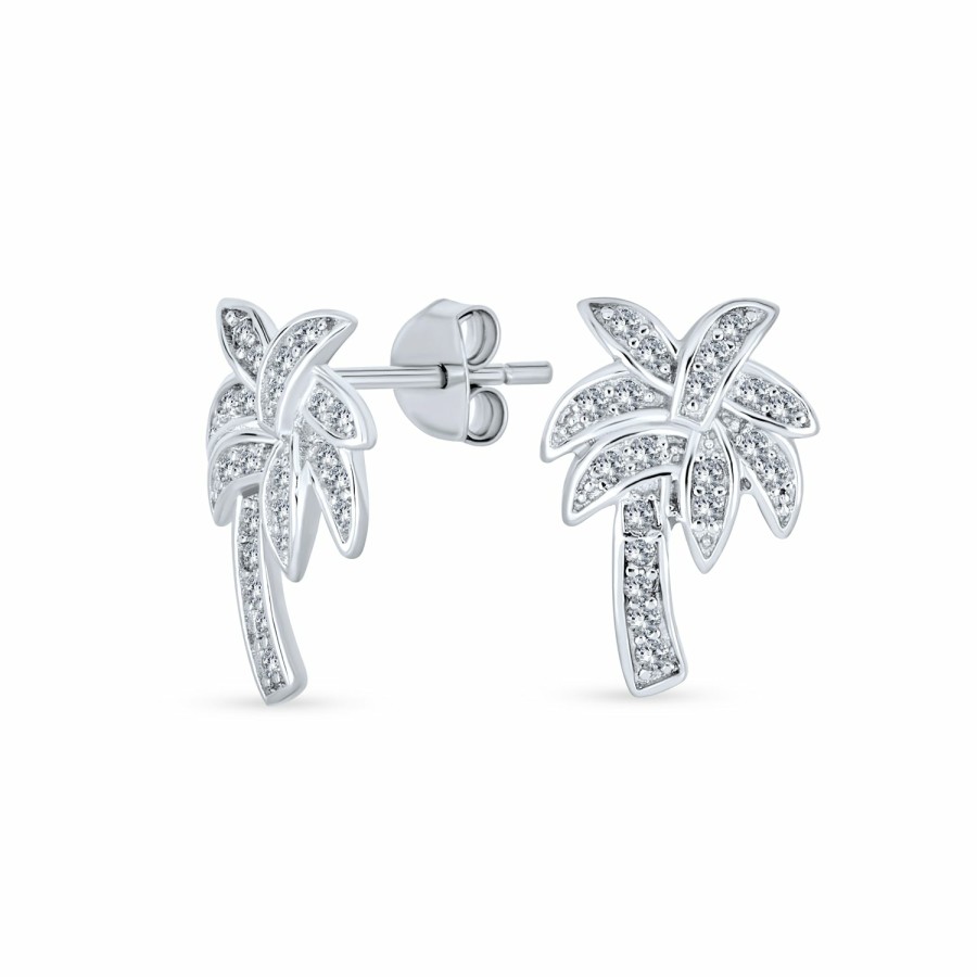 Shop Women Bling Jewelry Ankle Bracelets | Cz Cubic Zirconia Palm Tree Earrings Pendant Anklet .925 Sterling