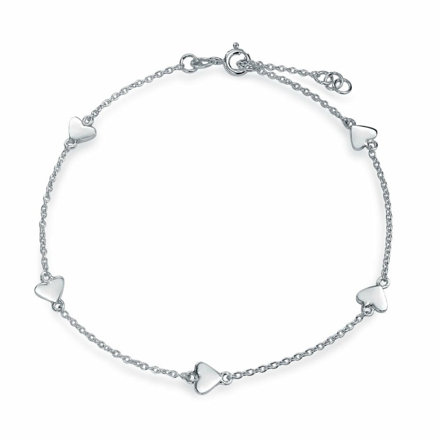 Shop Women Bling Jewelry Ankle Bracelets | Romantic Multi Heart Charms Anklet Ankle Bracelet .925 Sterling Silver