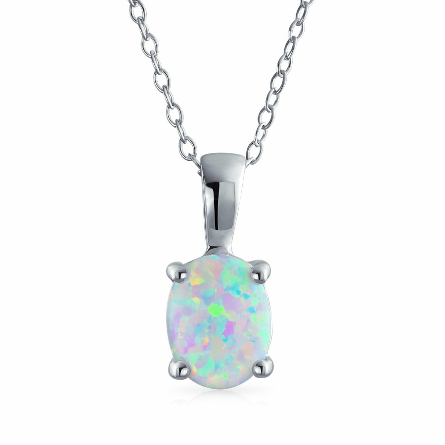 Shop Women Bling Jewelry Pendant Necklaces | 1Ct Solitaire Oval Opal Pendant Necklace Rose Gold Plated .925 Silver