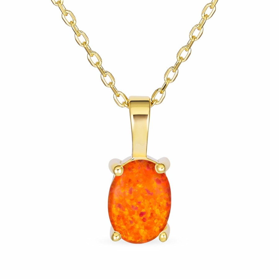 Shop Women Bling Jewelry Pendant Necklaces | 1Ct Solitaire Oval Opal Pendant Necklace Rose Gold Plated .925 Silver