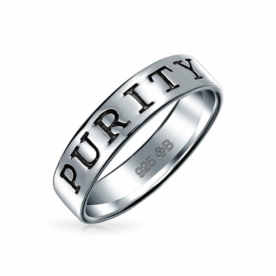 Shop Women Bling Jewelry Unique Rings | Commitment Words Love, Stay Strong, Purity Ring Band .925